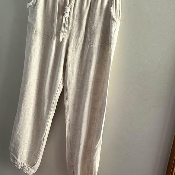 Linen Cream Joggers - Picture 1 of 6
